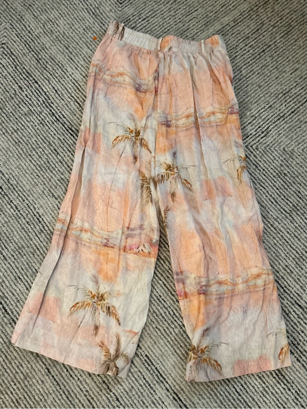 Rachel Zoe Linen blend Tropical Wide Leg Pants Size Medium Palm Tree - Picture 6 of 6